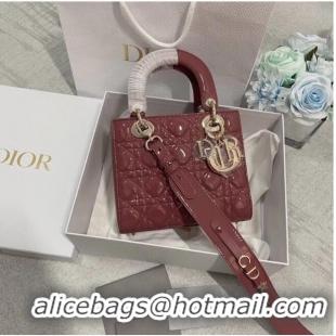 Well Crafted SMALL LADY DIOR BAG Rose Des Vents Patent Calfskin M0531