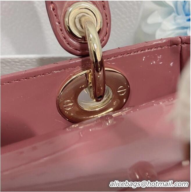 Well Crafted SMALL LADY DIOR BAG Rose Des Vents Patent Calfskin M0531