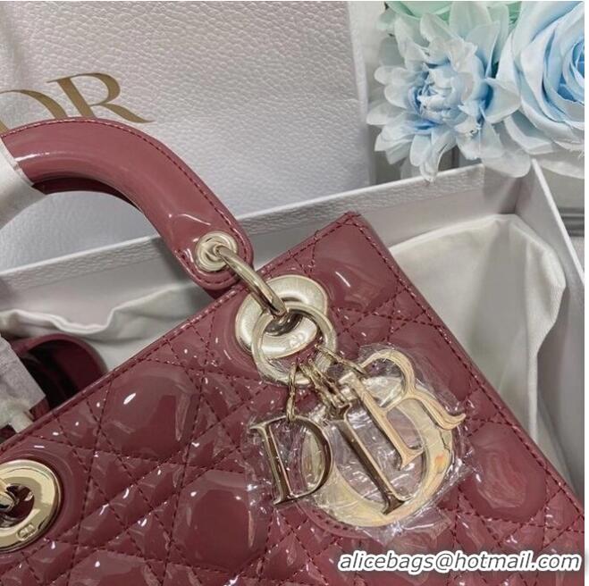 Well Crafted SMALL LADY DIOR BAG Rose Des Vents Patent Calfskin M0531