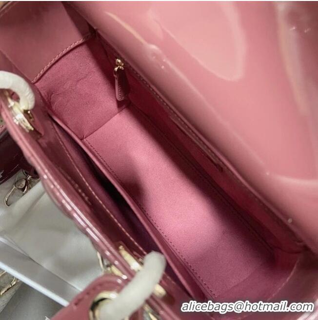 Well Crafted SMALL LADY DIOR BAG Rose Des Vents Patent Calfskin M0531