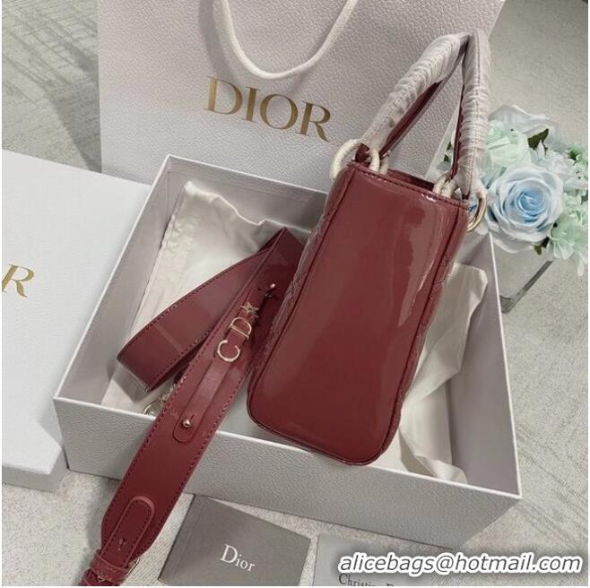 Well Crafted SMALL LADY DIOR BAG Rose Des Vents Patent Calfskin M0531