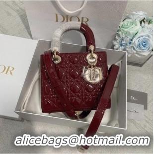 Top Quality SMALL LADY DIOR BAG Red Patent Calfskin M0531