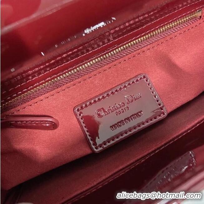 Top Quality SMALL LADY DIOR BAG Red Patent Calfskin M0531