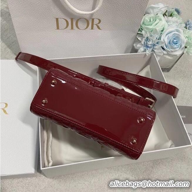 Top Quality SMALL LADY DIOR BAG Red Patent Calfskin M0531