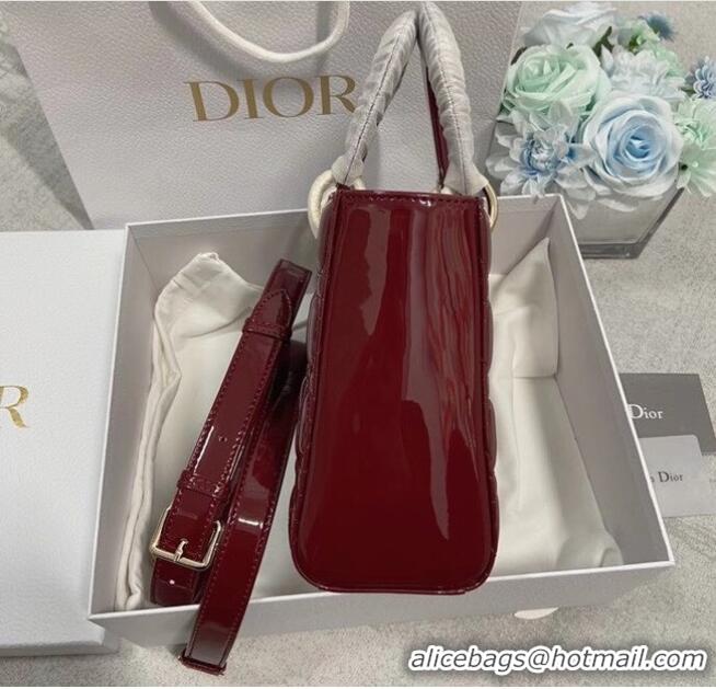 Top Quality SMALL LADY DIOR BAG Red Patent Calfskin M0531