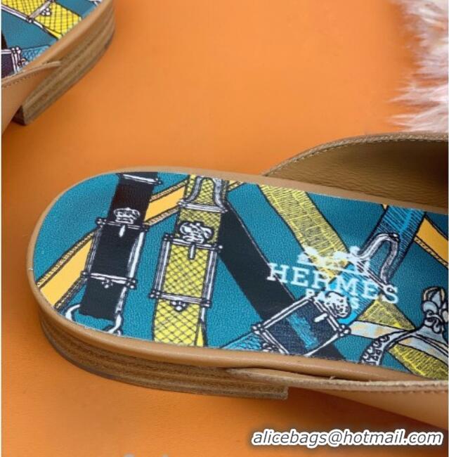 Affordable Price Hermes Catena Supple Calfskin Flat Mules with Cut out H 010620 Brown 2021