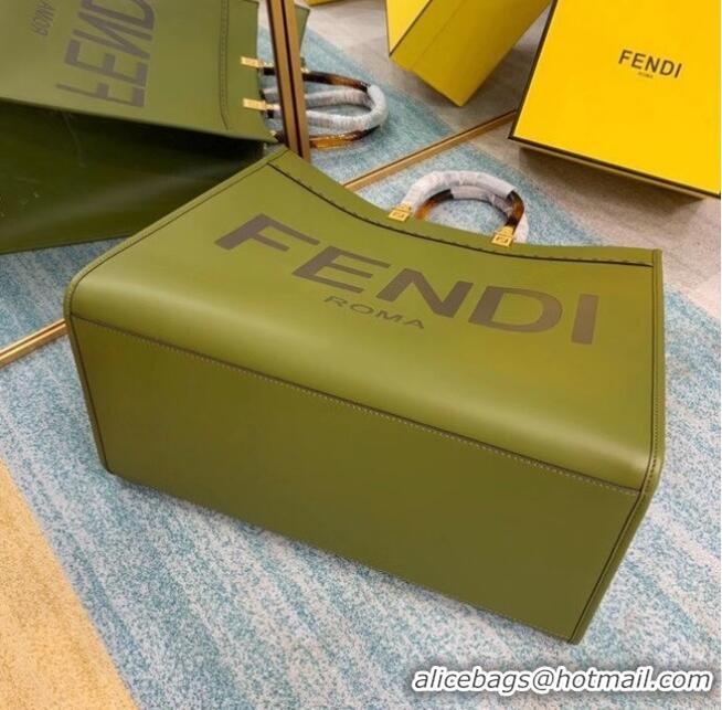 Hot Sell FENDI SUNSHINE MEDIUM green leather shopper 8BH386A