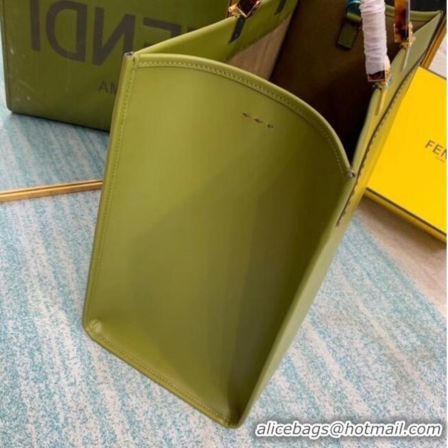 Hot Sell FENDI SUNSHINE MEDIUM green leather shopper 8BH386A