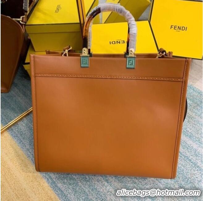 Discount FENDI SUNSHINE MEDIUM brown leather shopper 8BH386A