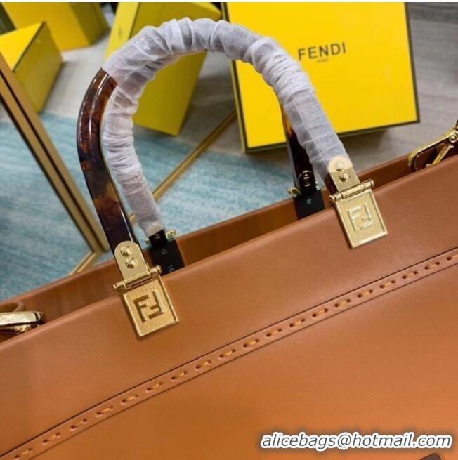 Discount FENDI SUNSHINE MEDIUM brown leather shopper 8BH386A