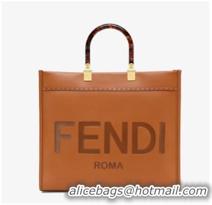 Discount FENDI SUNSHINE MEDIUM brown leather shopper 8BH386A