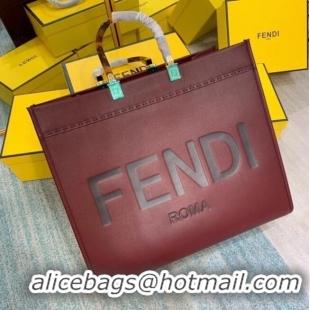 Discount FENDI SUNSHINE large Burgundy leather shopper 8BH387A