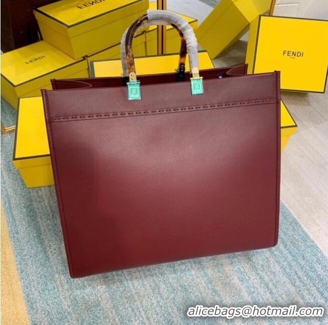 Discount FENDI SUNSHINE large Burgundy leather shopper 8BH387A