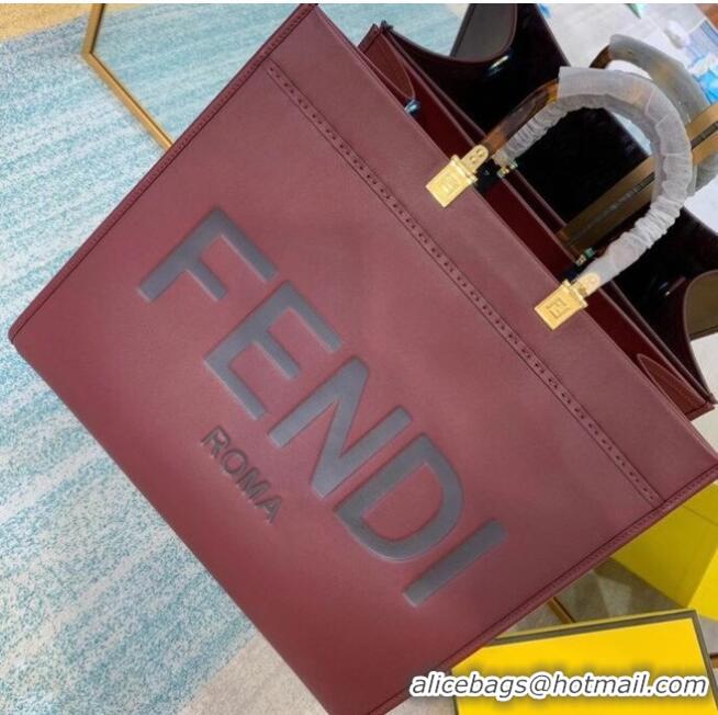 Discount FENDI SUNSHINE large Burgundy leather shopper 8BH387A