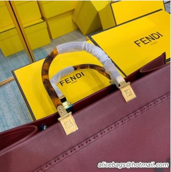 Discount FENDI SUNSHINE large Burgundy leather shopper 8BH387A