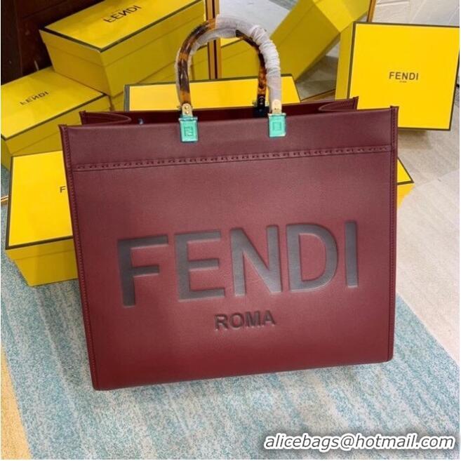 Discount FENDI SUNSHINE large Burgundy leather shopper 8BH387A