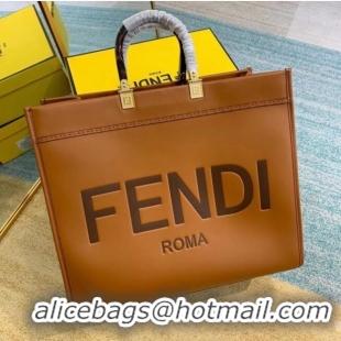 Well Crafted FENDI SUNSHINE large brown leather shopper 8BH387A