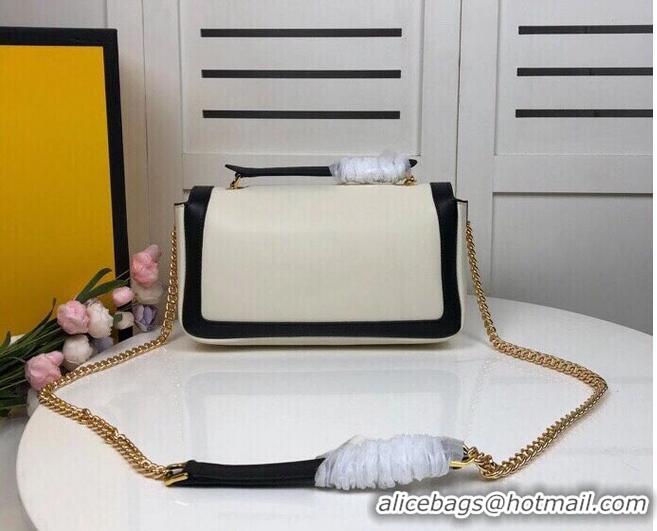 Reasonable Price FENDI BAGUETTE CHAIN Black and white nappa leather bag 8BR783A