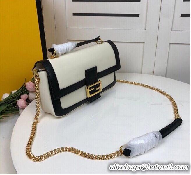 Reasonable Price FENDI BAGUETTE CHAIN Black and white nappa leather bag 8BR783A