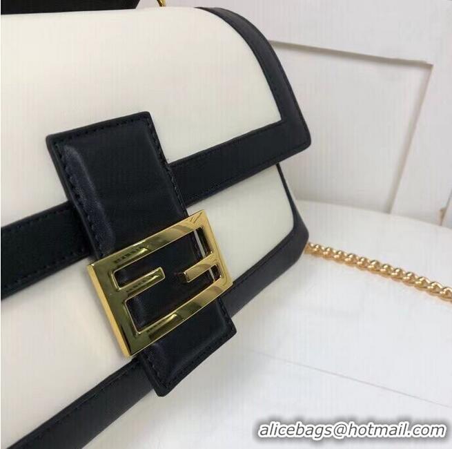 Reasonable Price FENDI BAGUETTE CHAIN Black and white nappa leather bag 8BR783A