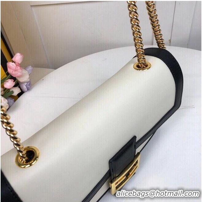 Reasonable Price FENDI BAGUETTE CHAIN Black and white nappa leather bag 8BR783A