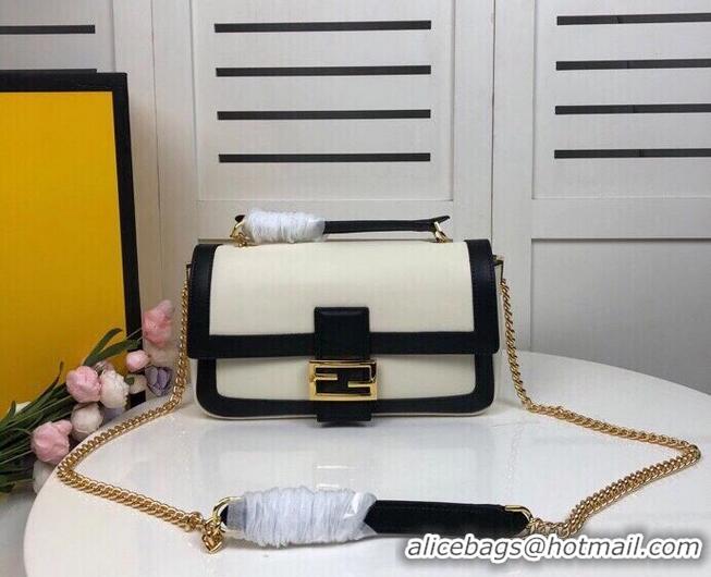 Reasonable Price FENDI BAGUETTE CHAIN Black and white nappa leather bag 8BR783A