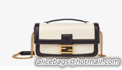 Reasonable Price FENDI BAGUETTE CHAIN Black and white nappa leather bag 8BR783A