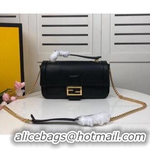 Top Design FENDI BAGUETTE CHAIN Black nappa leather bag 8BR783A