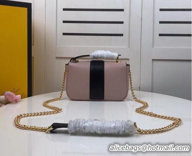 Promotional FENDI MINI BAGUETTE CHAIN Pink and black nappa leather bag 8BS045A