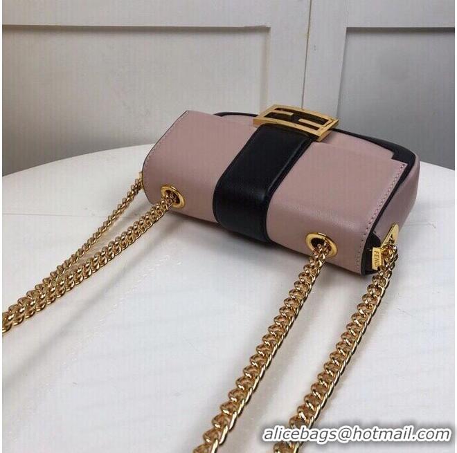 Promotional FENDI MINI BAGUETTE CHAIN Pink and black nappa leather bag 8BS045A