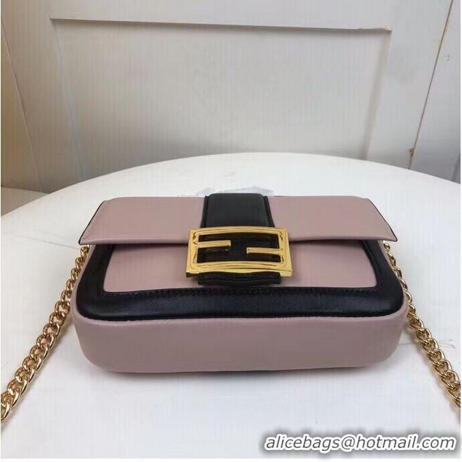 Promotional FENDI MINI BAGUETTE CHAIN Pink and black nappa leather bag 8BS045A