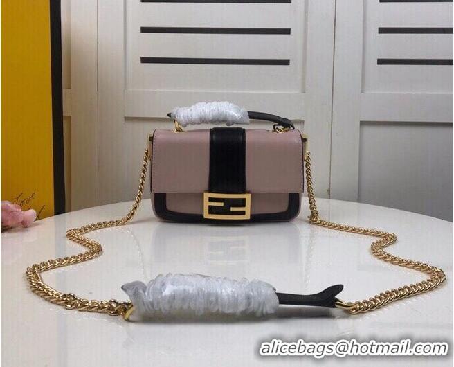 Promotional FENDI MINI BAGUETTE CHAIN Pink and black nappa leather bag 8BS045A