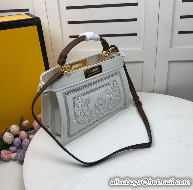 Best Price FENDI PEEKABOO ICONIC with white embroidery decoration F6509