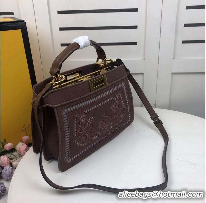 Market Sells FENDI PEEKABOO ICONIC with brown embroidery decoration F6509