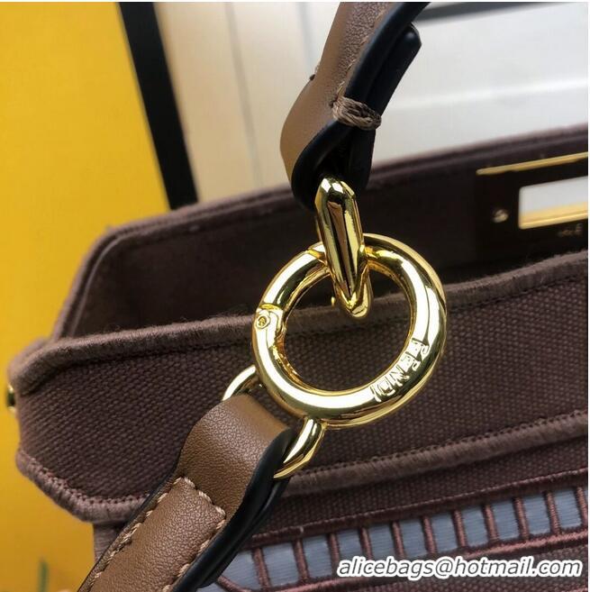 Market Sells FENDI PEEKABOO ICONIC with brown embroidery decoration F6509