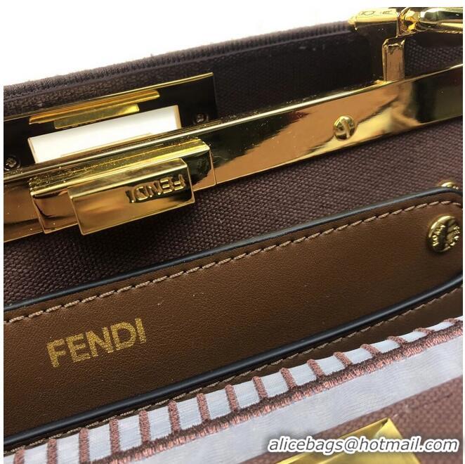 Market Sells FENDI PEEKABOO ICONIC with brown embroidery decoration F6509