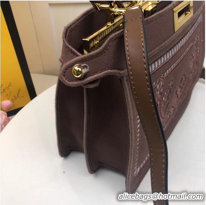 Market Sells FENDI PEEKABOO ICONIC with brown embroidery decoration F6509