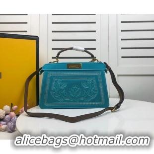 Good Quality FENDI PEEKABOO ICONIC with sky blue embroidery decoration F6509