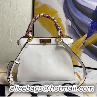 Popular Design FENDI PEEKABOO ICONIC MEDIUM White leather bag F6946