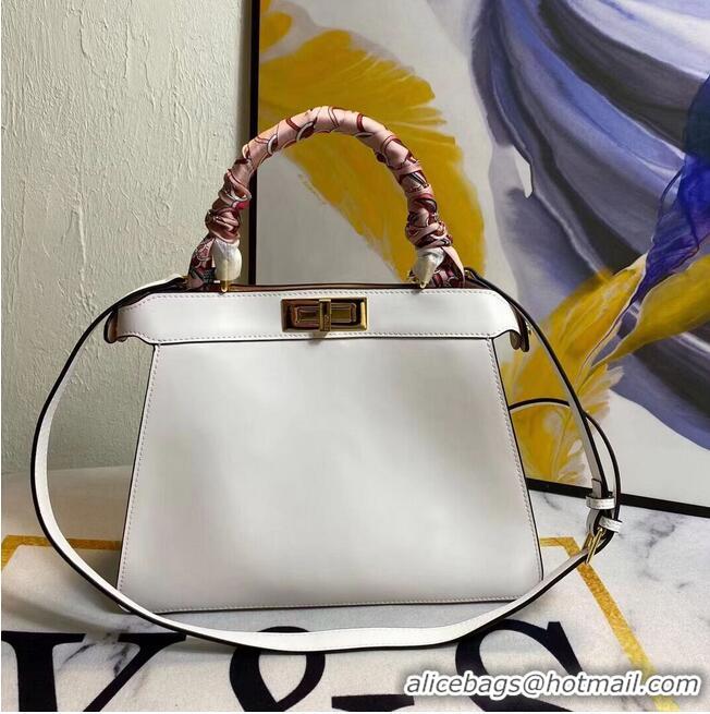 Popular Design FENDI PEEKABOO ICONIC MEDIUM White leather bag F6946