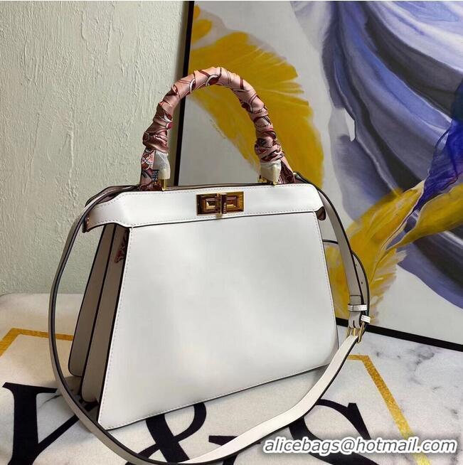 Popular Design FENDI PEEKABOO ICONIC MEDIUM White leather bag F6946