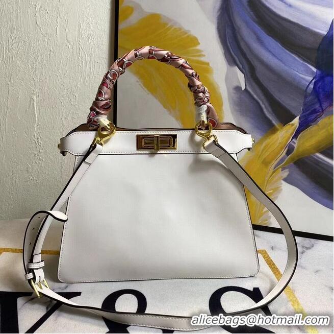 Popular Design FENDI PEEKABOO ICONIC MEDIUM White leather bag F6946