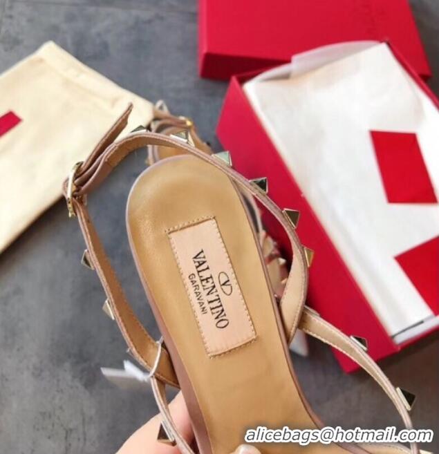 Super Quality Valentino Rockstud Patent Leather Cross Strap Slingback Pumps 90MM 062401 Light Blue