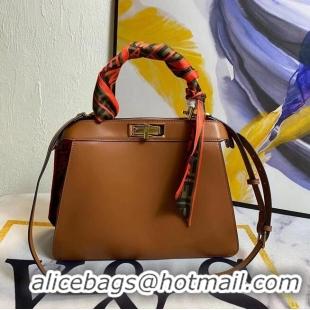 FENDI PEEKABOO ICONIC MEDIUM brown leather bag F6946