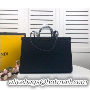 Discount FENDI PEEKABOO X-TOTE canvas bag 8BH374A black