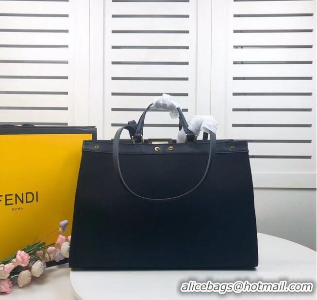 Discount FENDI PEEKABOO X-TOTE canvas bag 8BH374A black