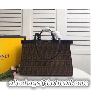 Market Sells FENDI PEEKABOO X-TOTE canvas bag 8BH374A brown&black