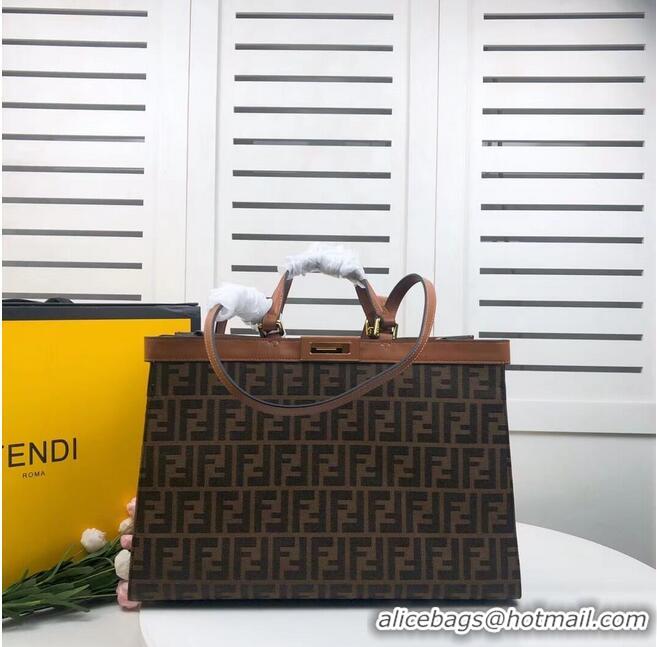 Market Sells FENDI PEEKABOO X-TOTE canvas bag 8BH374A brown&black