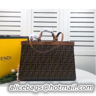 Shop Cheap FENDI PEEKABOO X-TOTE canvas bag 8BH374A brown