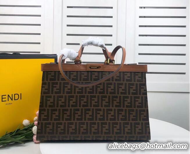 Shop Cheap FENDI PEEKABOO X-TOTE canvas bag 8BH374A brown